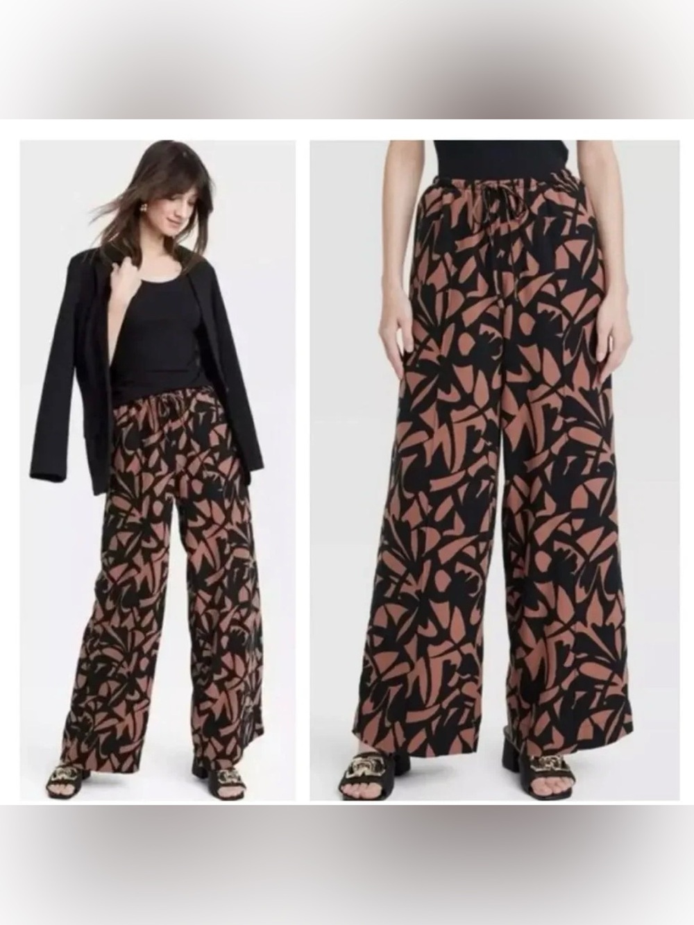A New Day Target Linen Pants Tropical Pattern
